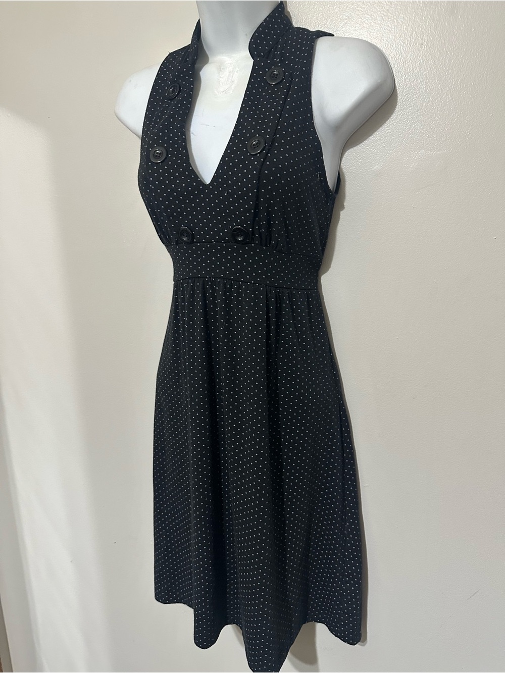 Maurices Black Polka‑Dot Button‑Front Dress – Classic Fit & Flare Style